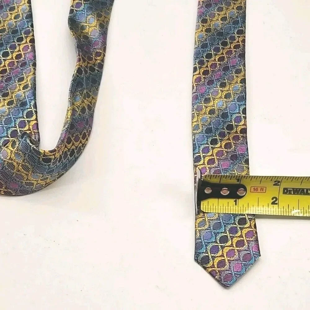 Missoni Cravatte Tie Men's Necktie 100% Silk Blue Purple Geometric Italy